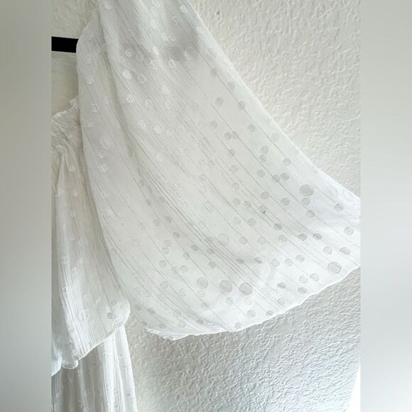 Misa Cassandra Bohemian Romantic white ruffled maxi dress Dress in White dots - Picture 7 of 11